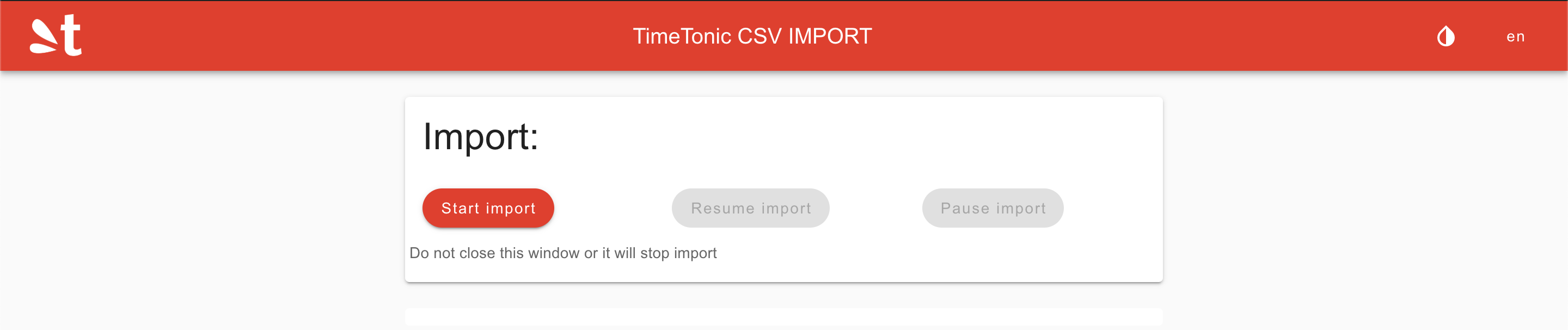 Récapitulatif avant lancement de l'import