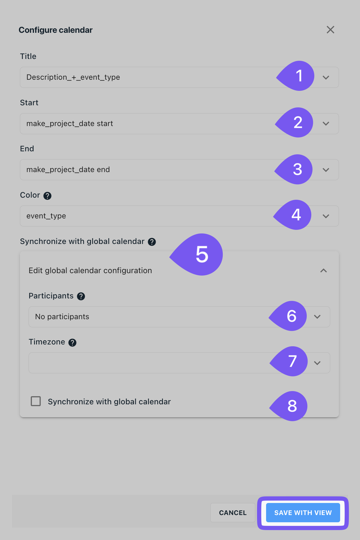 Configuration Calendrier