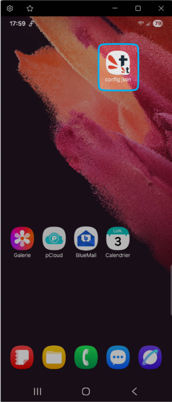 Écran d’accueil Android : icône raccourci TimeTonic vers la vue