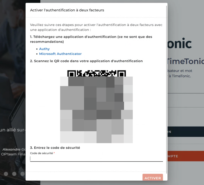 Configuration de la colonne Enforce 2FA