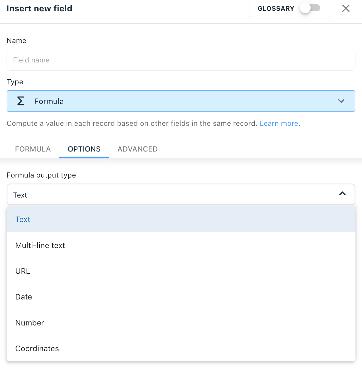 Options de format de sortie