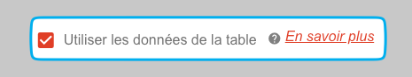 Sous-option : utiliser les données de la table