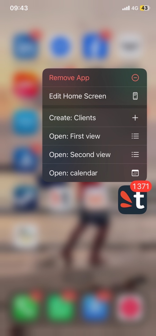iOS: quick actions via long press on the icon